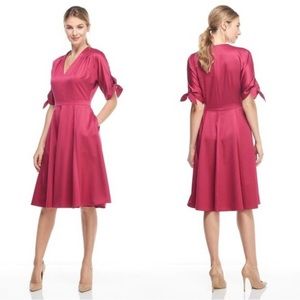 Gal Meets Glam Collection Debbie Butter Satin Fit & Flare Dress